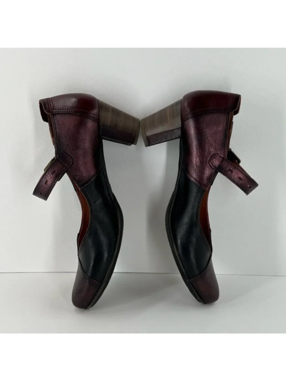Pikolinos Segovia Mary Jane Pumps Womens 41 US 10 Leather Block Heels Burgundy